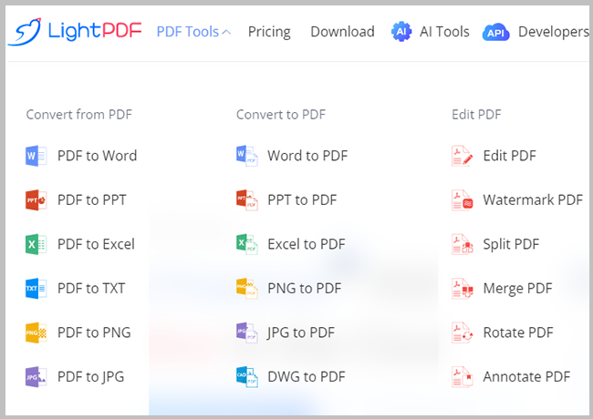 lightPDF：PDF转图片